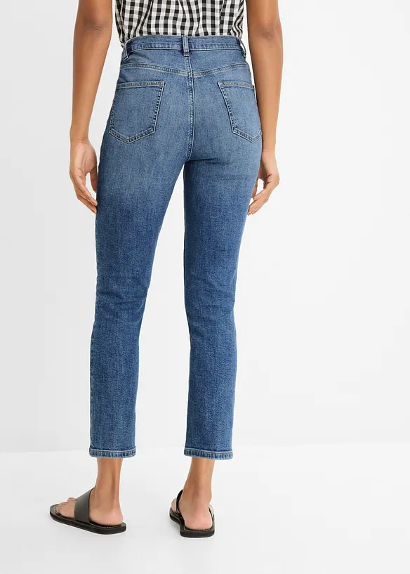 Slim-Fit-Jeans High Waist cropped in blau von hinten - bonprix