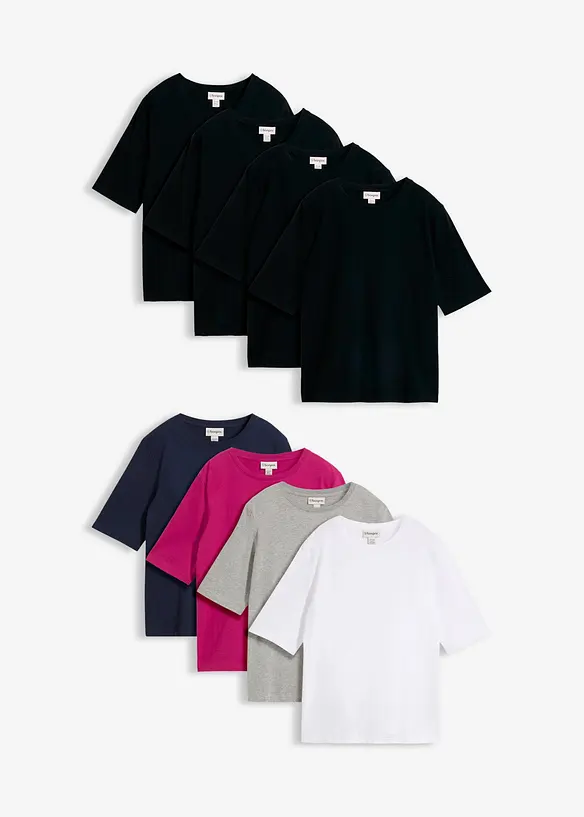 T-Shirt (8er Pack) in schwarz von vorne - bonprix