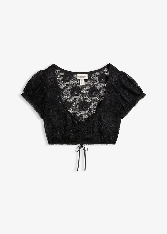 Dirndlbluse in schwarz von vorne - bonprix