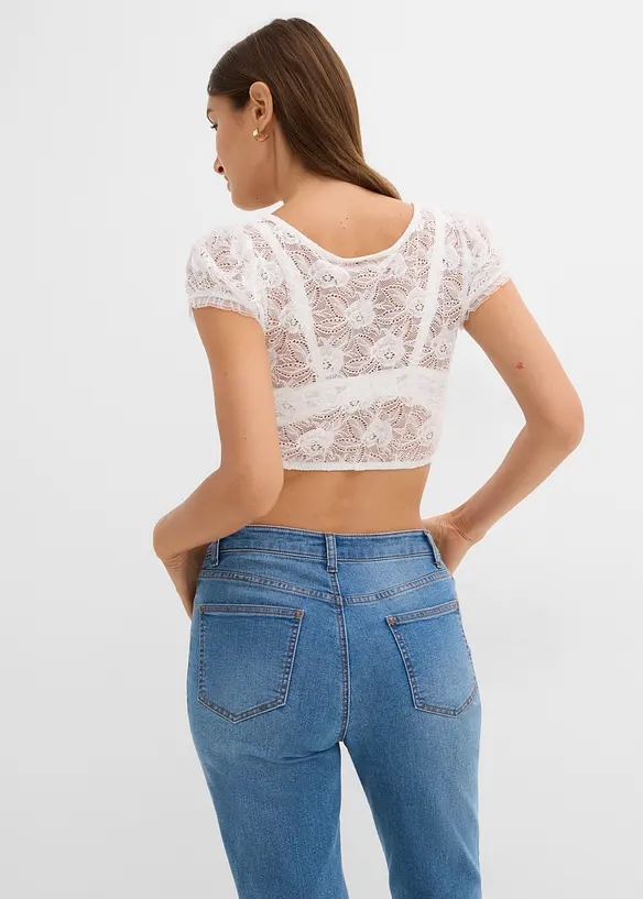 Dirndlbluse in weiß von hinten (im Anschnitt) - bonprix