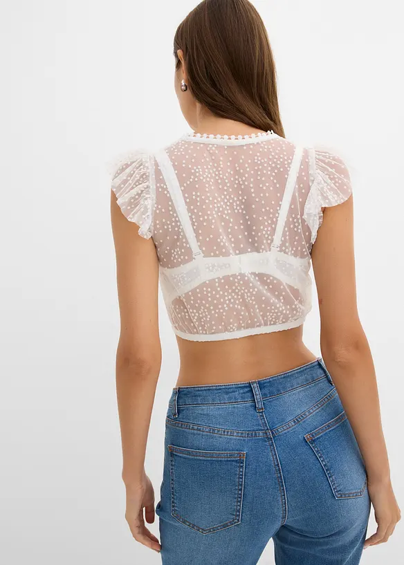 Dirndlbluse in weiß von hinten (im Anschnitt) - bonprix