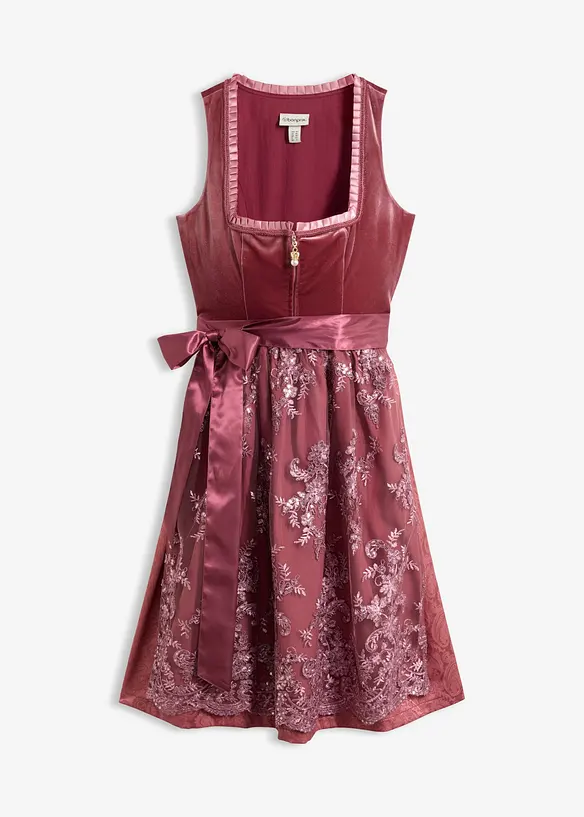 Dirndl mit Pailletten Schürze (2-tlg.Set) in rosa von vorne - bonprix