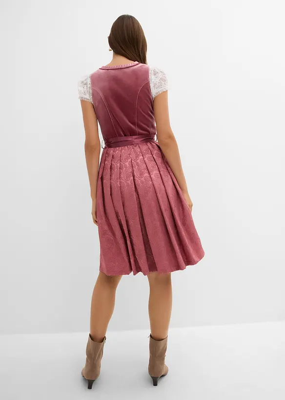 Dirndl mit Pailletten Schürze (2-tlg.Set) in rosa von hinten (Totalaufnahme) - bonprix
