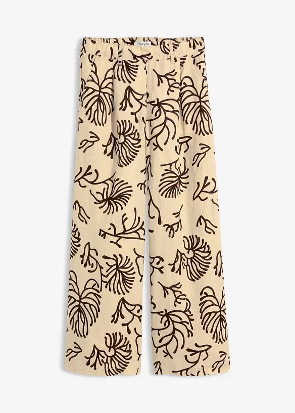 Marlenehose aus reinem Leinen in beige von vorne - bonprix Marlenehose aus reinem Leinen in beige von vorne - bonprix