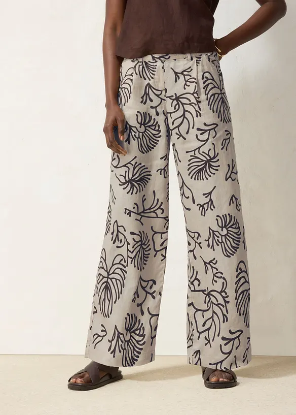 Marlenehose aus reinem Leinen in beige von vorne - bonprix Marlenehose aus reinem Leinen in beige von vorne - bonprix