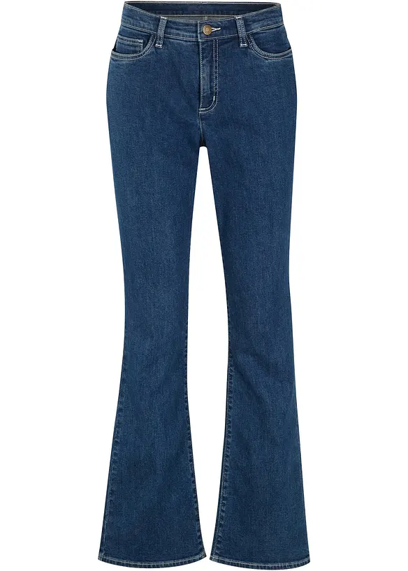 Bootcut Jeans Mid Waist, Bio-Baumwolle in blau von vorne - bonprix