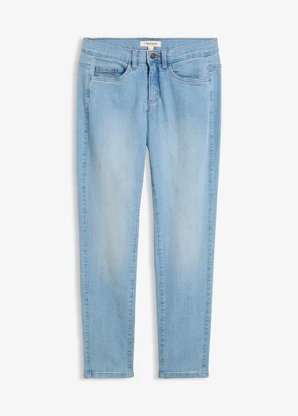 Straight Jeans Mid Waist, Stretch in blau von vorne - bonprix