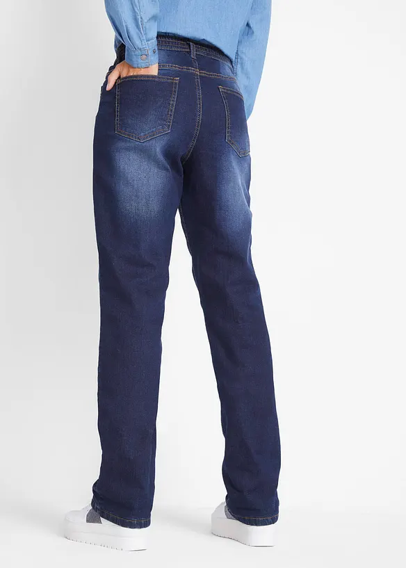 Straight-Jeans Mid Waist, Thermo in blau von hinten - bonprix Straight-Jeans Mid Waist, Thermo in blau von hinten - bonprix