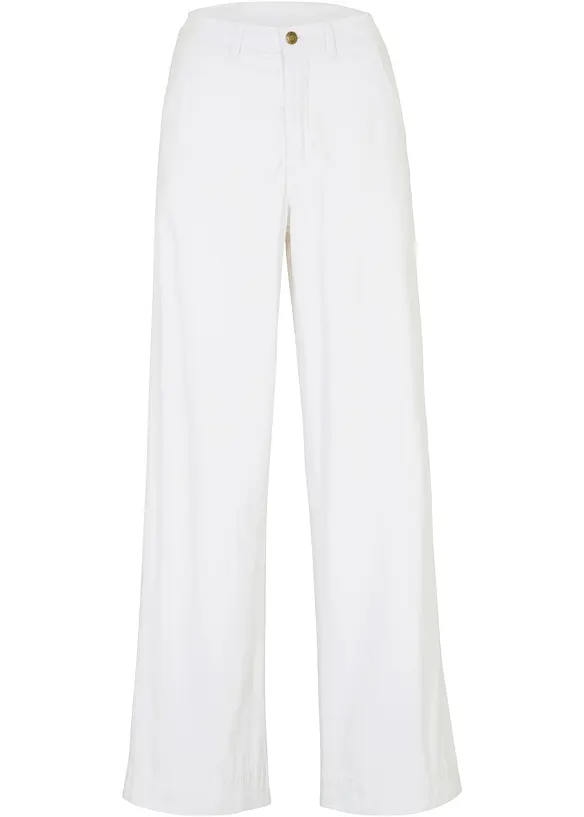 Wide-Leg-Jeans High Waist, Stretch in weiß von vorne - bonprix