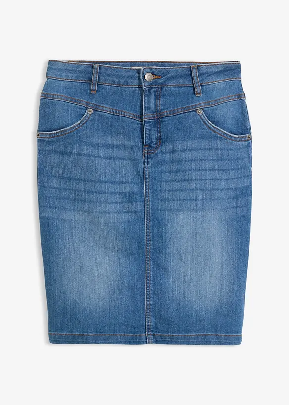 Stretch-Jeansrock in blau von vorne - bonprix