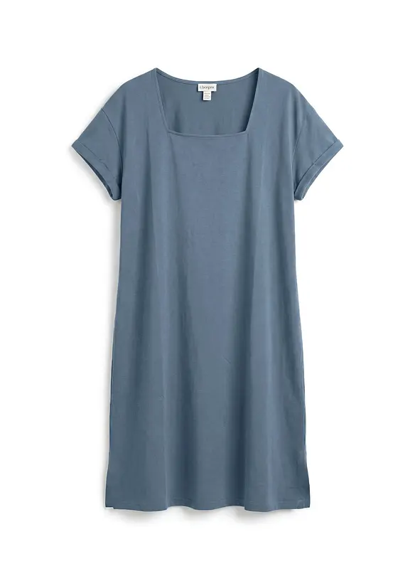 Shirtkleid mit reiner Bio-Baumwolle in blau von vorne - bonprix
