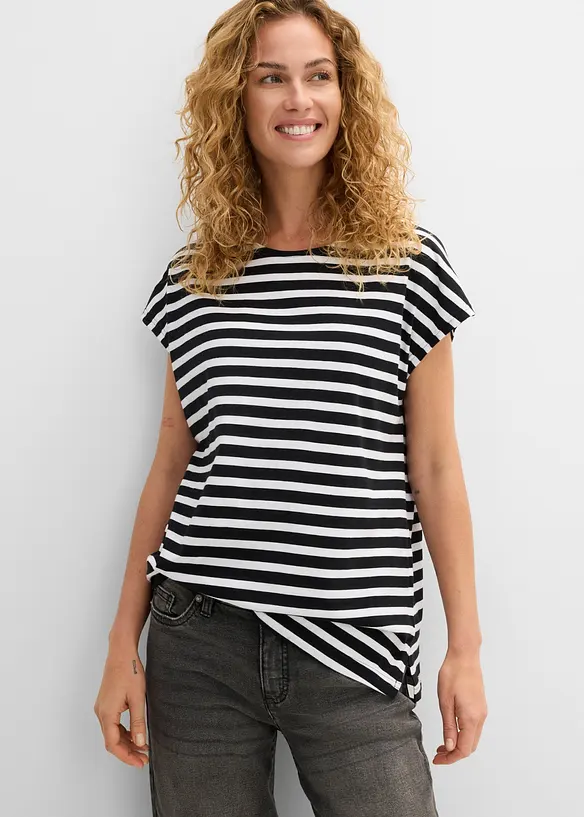 T-Shirt aus reiner Bio-Baumwolle in schwarz von vorne (im Anschnitt) - bonprix T-Shirt aus reiner Bio-Baumwolle in schwarz von vorne (im Anschnitt) - bonprix