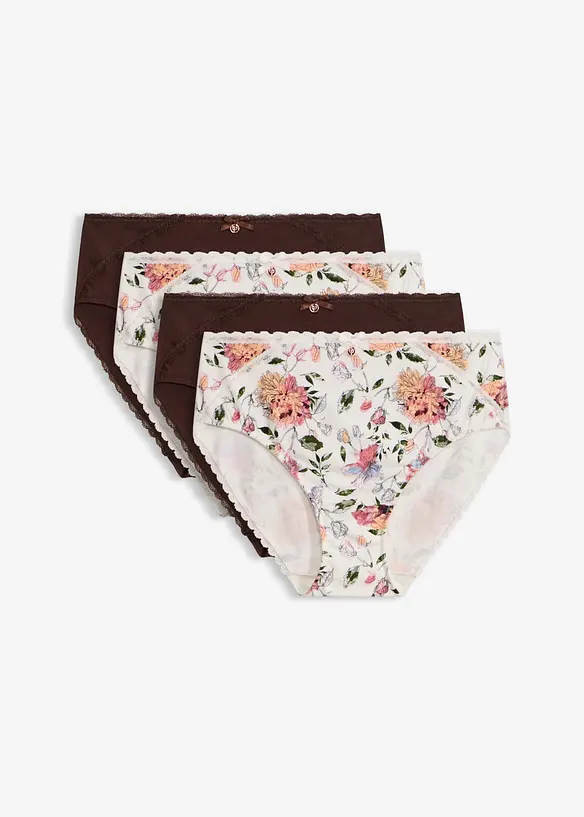 Maxislip mit Baumwolle (4er Pack) in weiß von vorne - bonprix