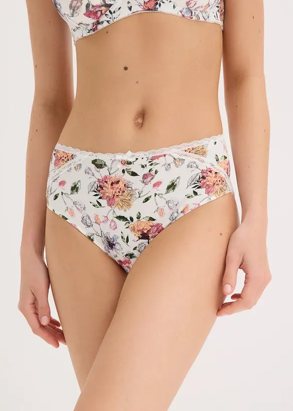 Maxislip mit Baumwolle (4er Pack) in weiß von vorne - bonprix