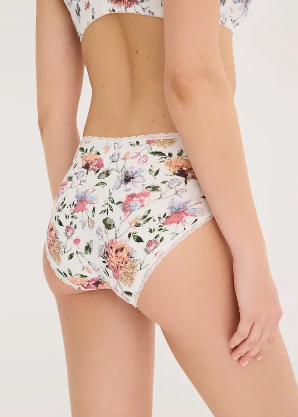 Maxislip mit Baumwolle (4er Pack) in weiß von hinten - bonprix