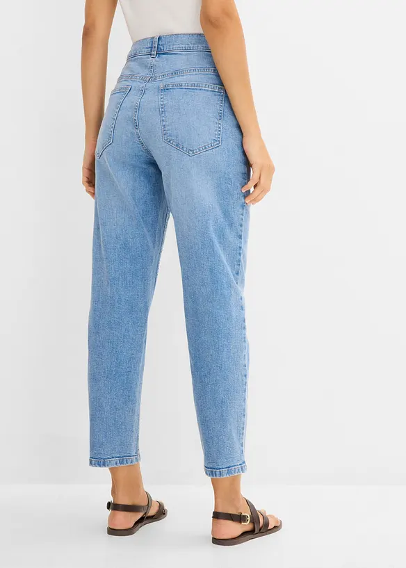 Mom-Jeans High Waist, cropped in blau von hinten - bonprix