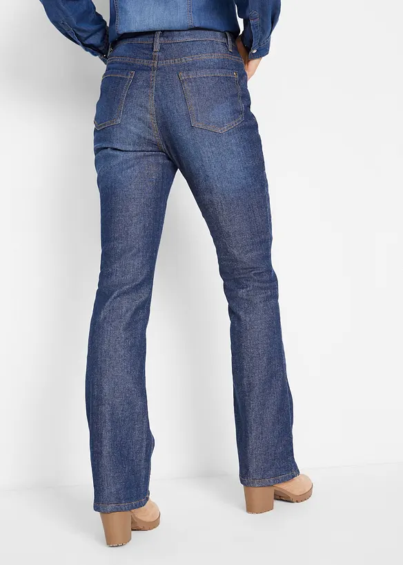 Bootcut-Jeans High Waist, Thermo in blau von hinten - bonprix