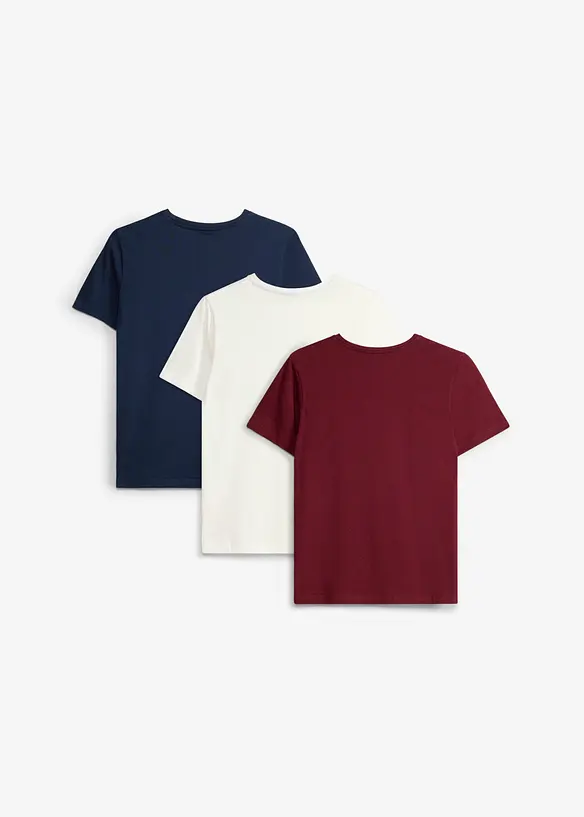 T-Shirt aus Bio-Baumwolle (3er Pack) in rot von hinten - bonprix