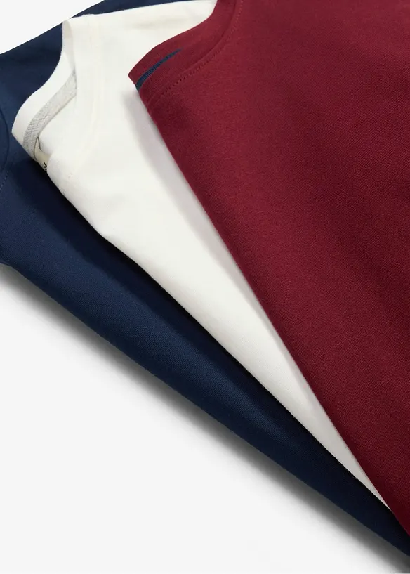 T-Shirt aus Bio-Baumwolle (3er Pack) in rot - bonprix