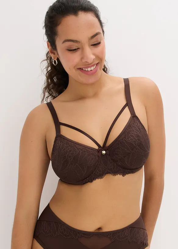 Minimizer-BH mit zarter Spitze in braun von vorne (im Anschnitt) - bonprix