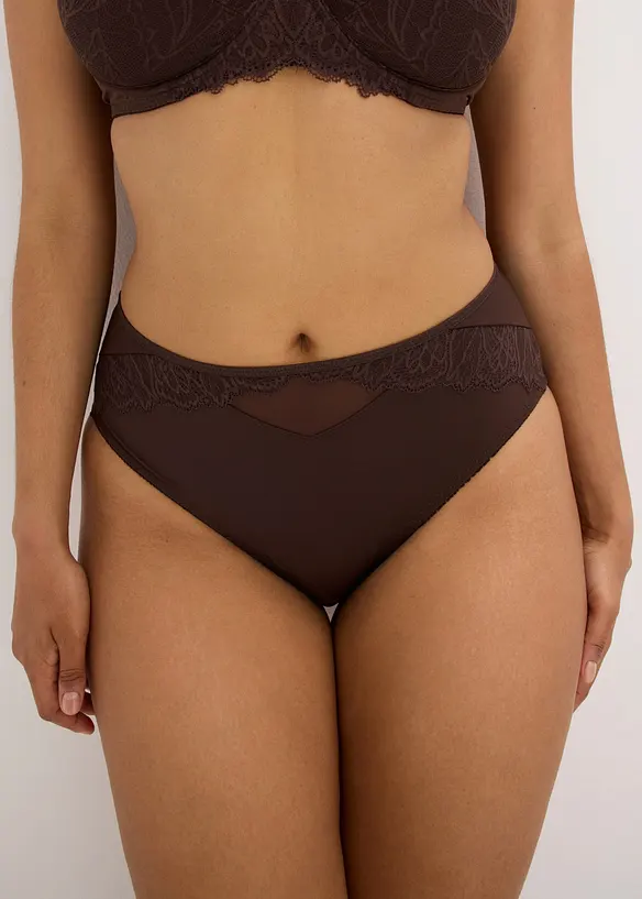 Maxislip mit zarter Spitze in braun von vorne - bonprix