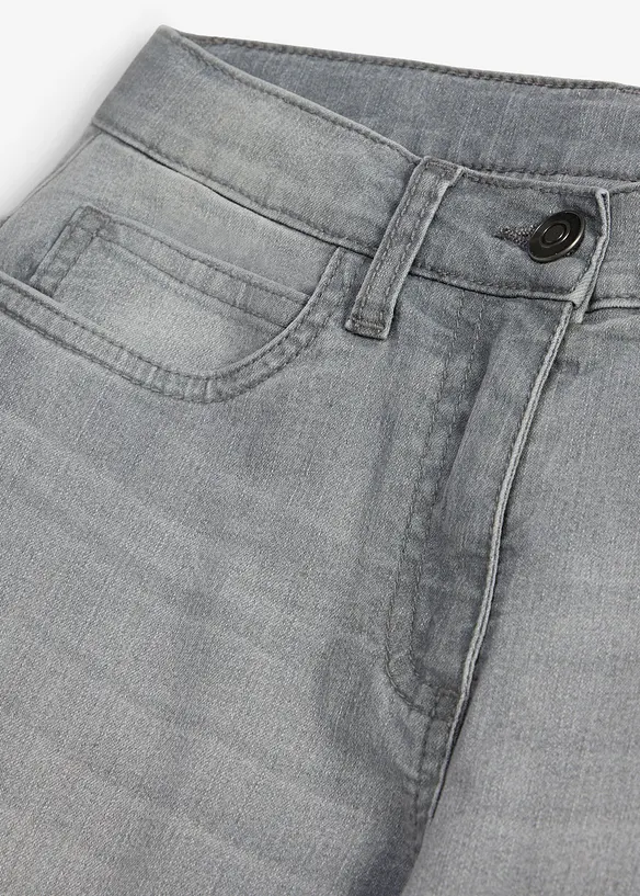 Wide-Leg-Jeans Mid Waist in grau - bonprix