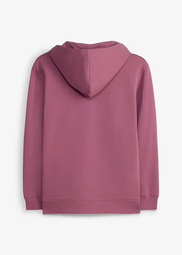 Kapuzen-Sweatjacke aus weichem Bio-Baumwoll-Mix in lila von hinten - bonprix