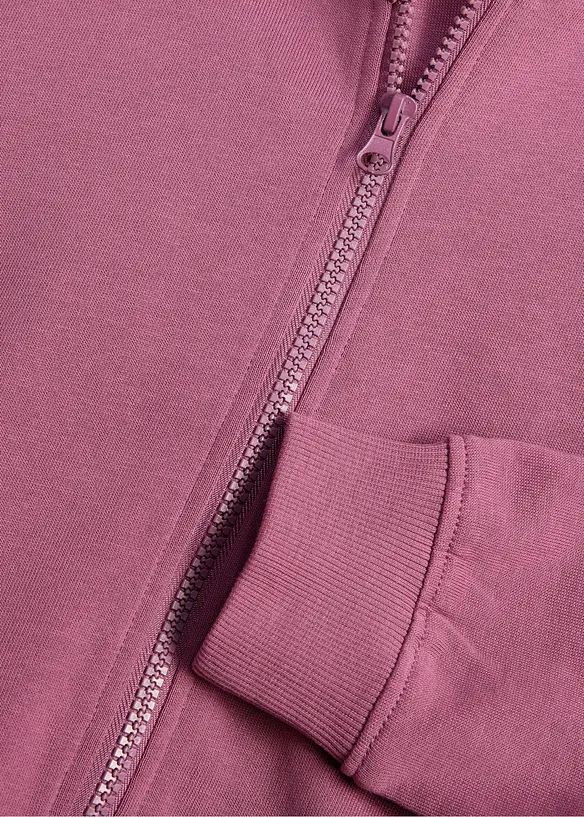 Kapuzen-Sweatjacke aus weichem Bio-Baumwoll-Mix in lila - bonprix