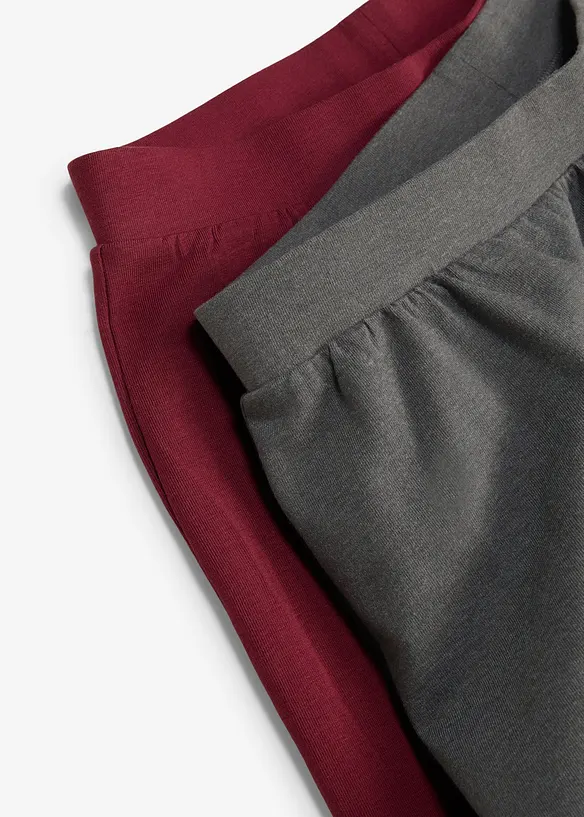 Ausgestellte Jersey-Hose aus elastischem Bio-Baumwoll-Mix (2er Pack) in grau - bonprix