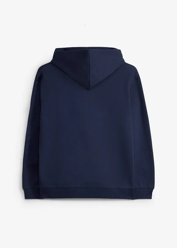 Hoodie aus reiner Baumwolle in blau von hinten - bonprix