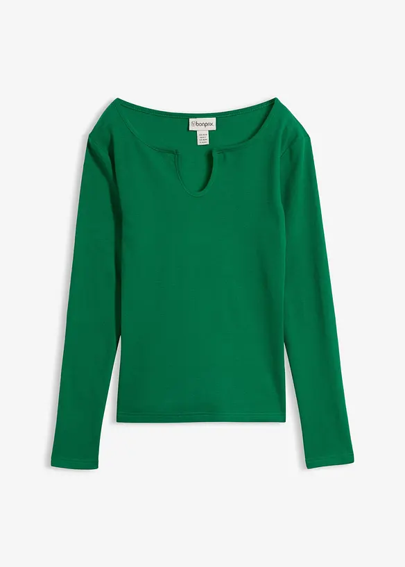 Kurzes Rippshirt mit reiner Bio-Baumwolle in grün von vorne - bonprix Kurzes Rippshirt mit reiner Bio-Baumwolle in grün von vorne - bonprix