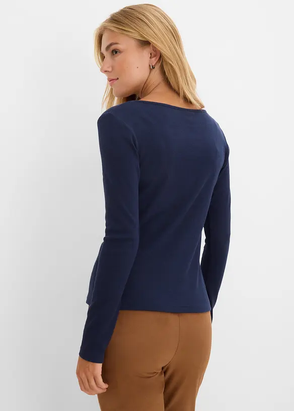 Kurzes Rippshirt mit reiner Bio-Baumwolle in blau von hinten (im Anschnitt) - bonprix Kurzes Rippshirt mit reiner Bio-Baumwolle in blau von hinten (im Anschnitt) - bonprix