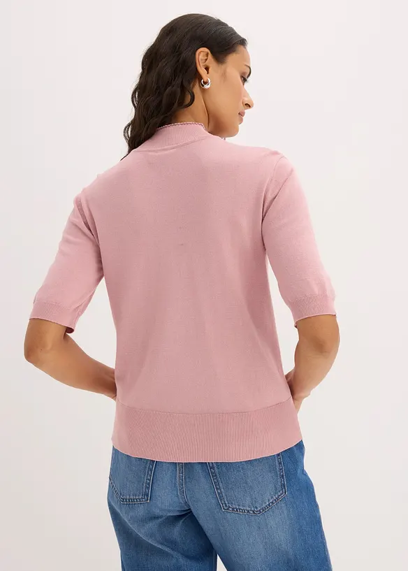 Feinstrickpullover aus softem Viskose-Mix in rosa von hinten (im Anschnitt) - bonprix