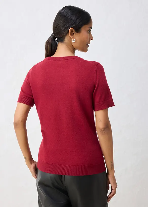 Feinstrickpullover aus weichem Woll-Mix in rot von hinten (im Anschnitt) - bonprix
