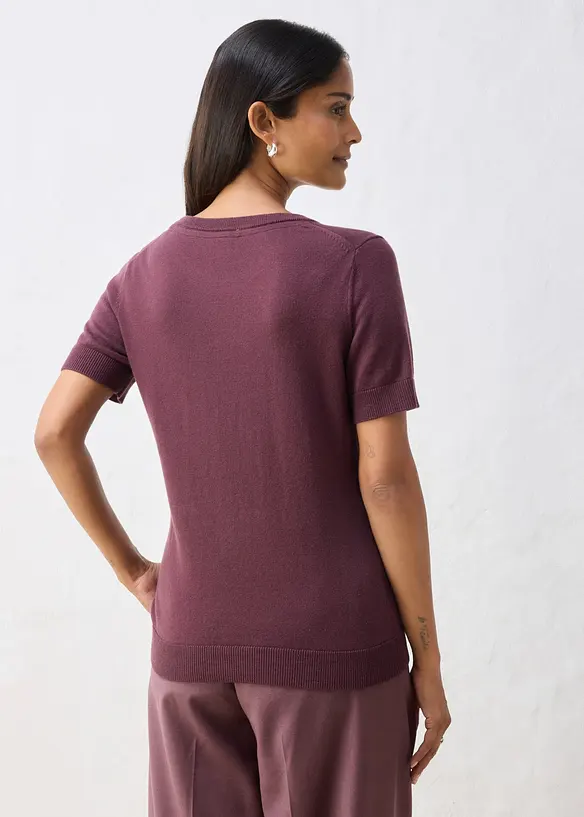 Feinstrickpullover aus weichem Woll-Mix in lila von hinten (im Anschnitt) - bonprix