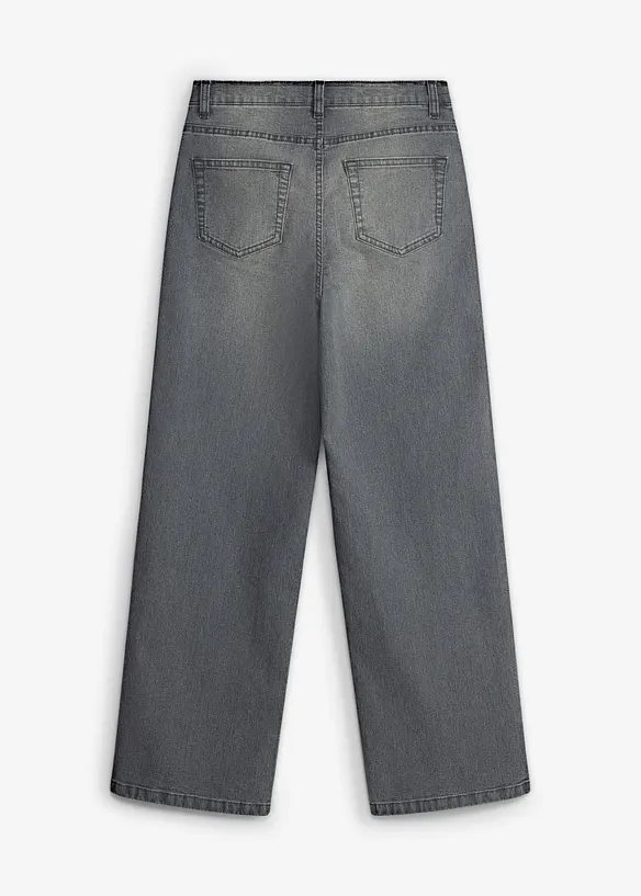 Loose-Fit Jeans mit verstellbarem Bund, Straight in grau von hinten - bonprix