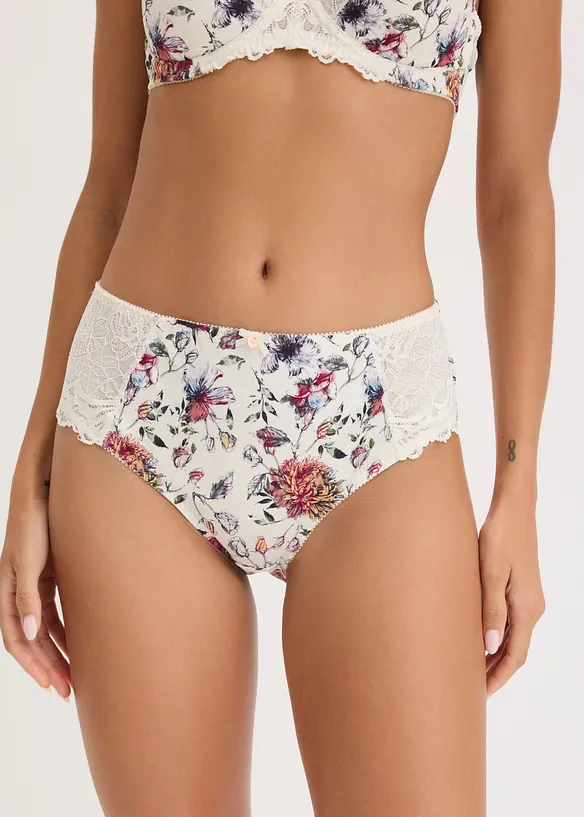 Maxislip mit floralem Druck (2er Pack) in weiß von vorne - bonprix