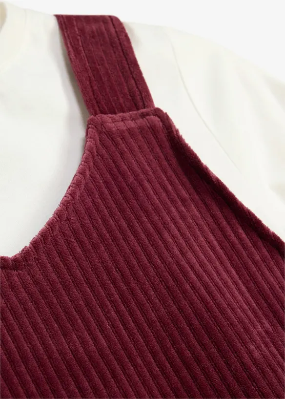 Kleid und Langarmshirt (2-tlg.Set) in rot - bonprix