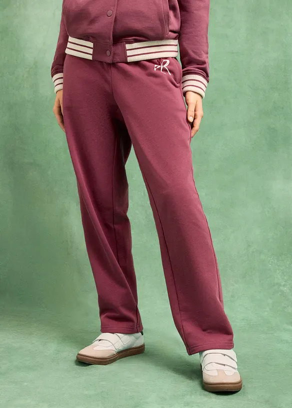Sweathose Wide-Leg aus reiner Bio-Baumwolle in lila von vorne - bonprix