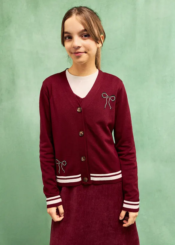 Feinstrickcardigan aus softem Viskose-Mix in rot von vorne (im Anschnitt) - bonprix