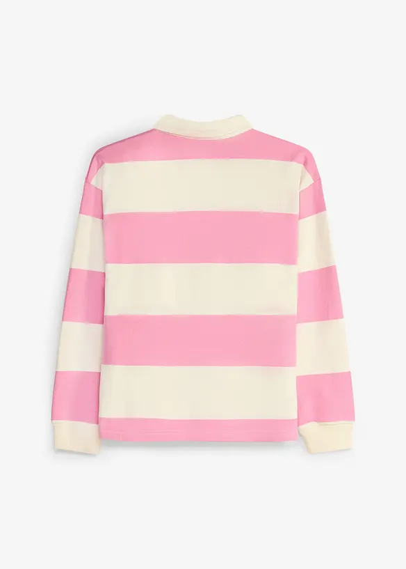 Polo-Sweatshirt aus reiner Bio-Baumwolle in rosa von hinten - bonprix