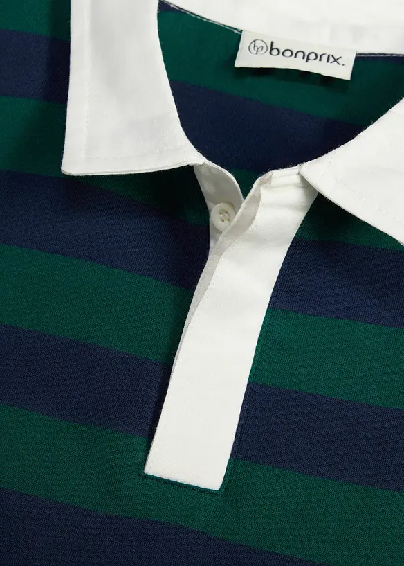 Langarm-Poloshirt aus weicher Bio Baumwolle in blau - bonprix