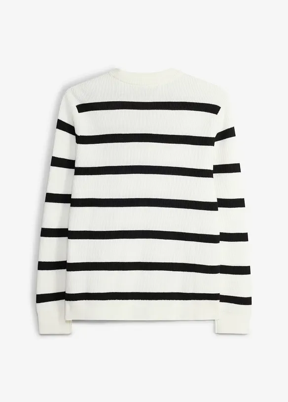 Feinstrickpullover aus weicher Bio Baumwolle in weiß von hinten - bonprix