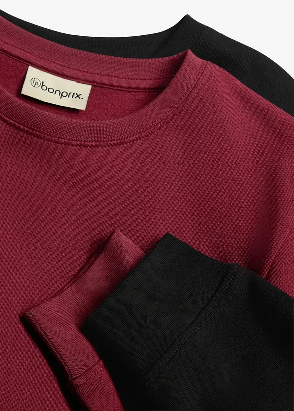 Sweatshirt aus weicher Bio Baumwolle (2er Pack) in schwarz - bonprix