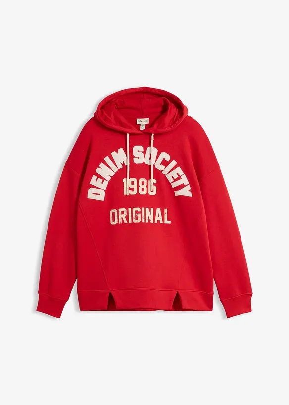 Oversize Hoodie aus reiner Baumwolle in rot von vorne - bonprix