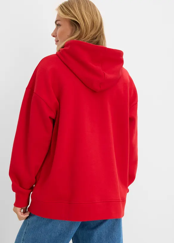 Oversize Hoodie aus reiner Baumwolle in rot von hinten (im Anschnitt) - bonprix