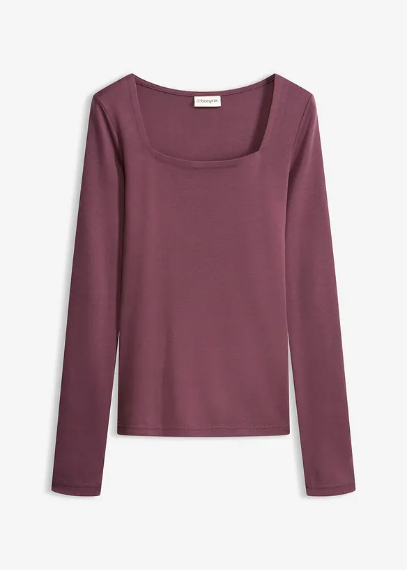 Langarmshirt mit Carré-Ausschnitt in lila von vorne - bonprix Langarmshirt mit Carré-Ausschnitt in lila von vorne - bonprix