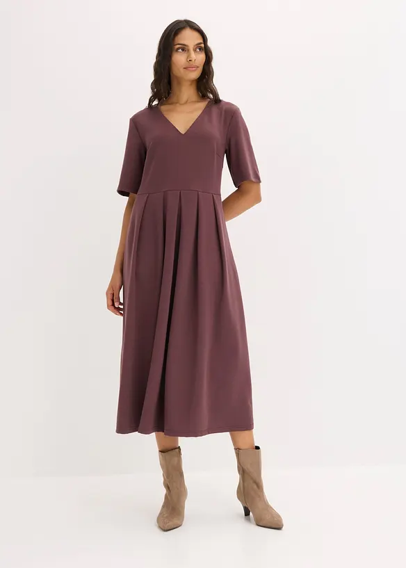 Shirtkleid aus Viskose-Mix in lila von vorne (Totalaufnahme) - bonprix