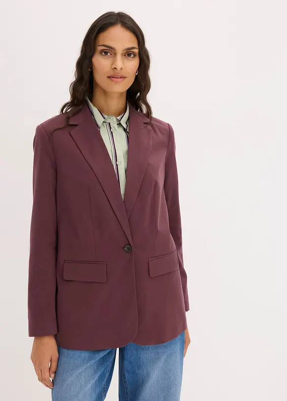 Long-Blazer in lila von vorne (im Anschnitt) - bonprix