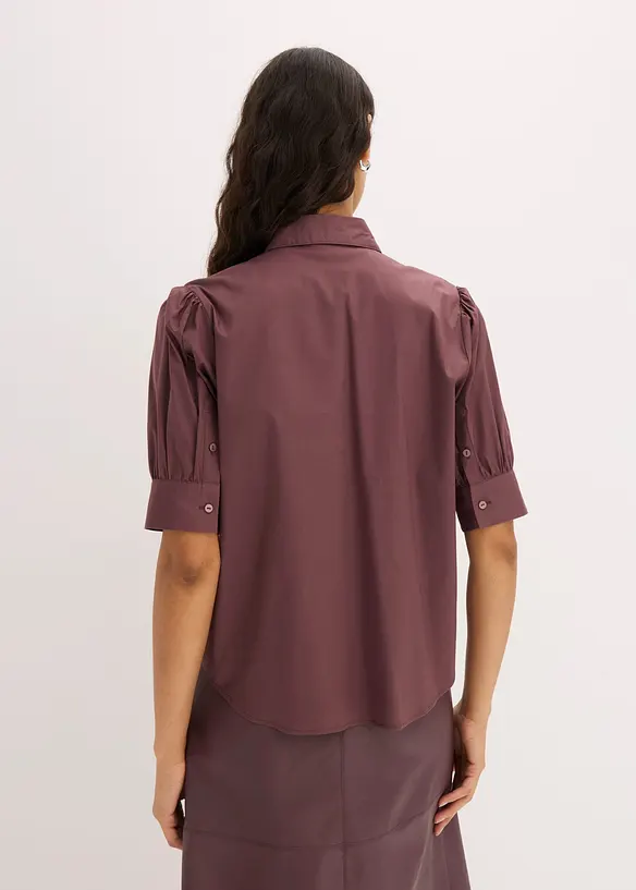 Bluse aus Baumwoll-Mix in lila von hinten (im Anschnitt) - bonprix